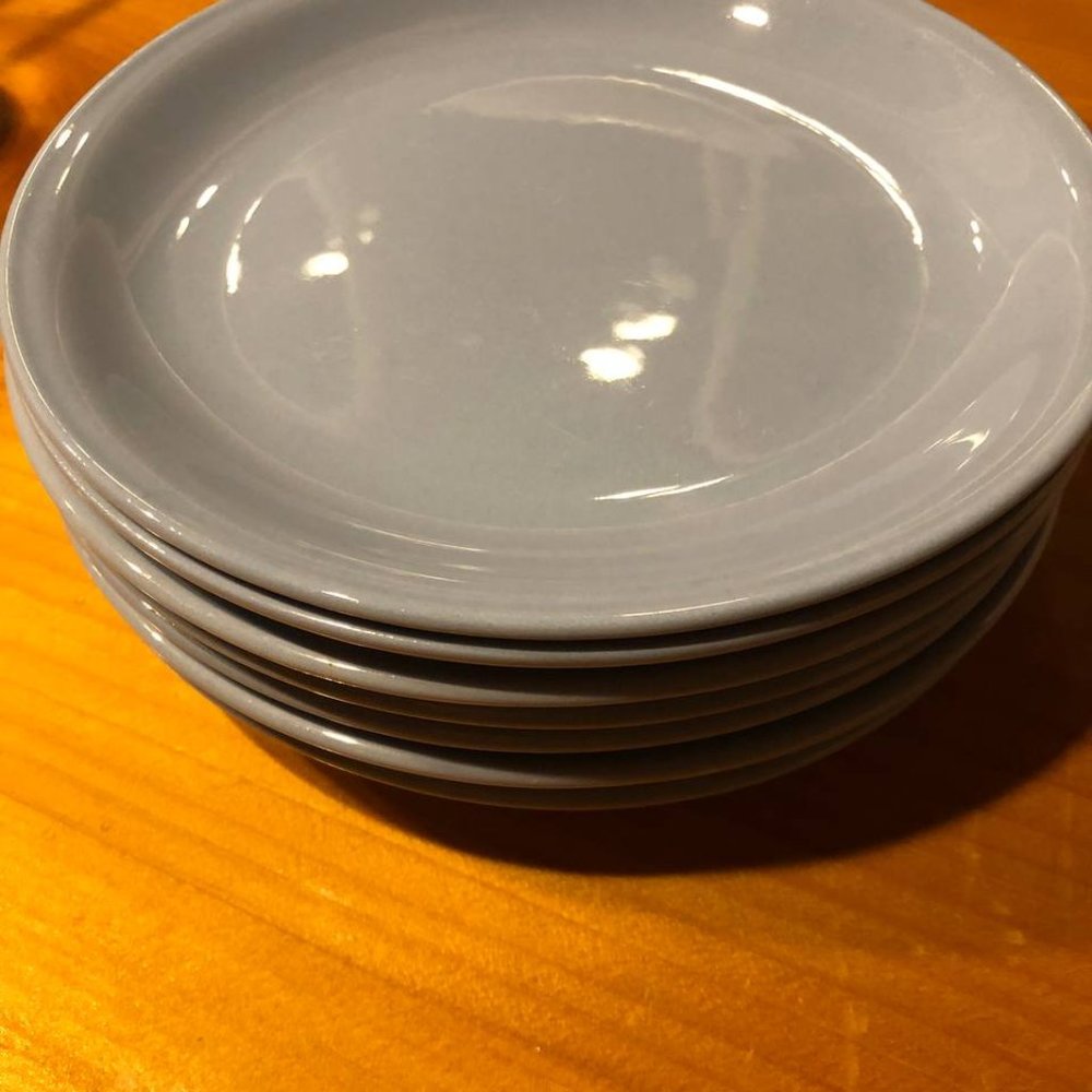 Vintage Homer Laughlin 1950 Skytone Blue Solid Bread Dessert Plate Set of 7 - Picture 4 of 7